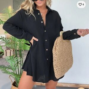 Elegant Black Button-Up Romper
